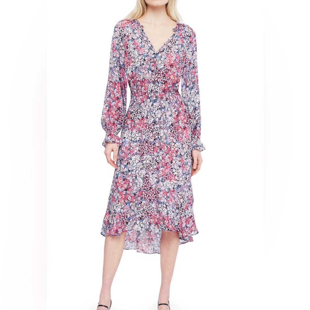 100% Silk Floral Midi Dress